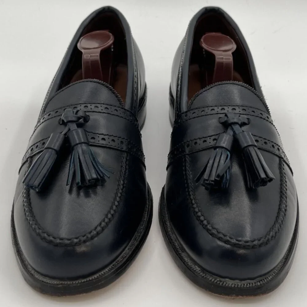 Allen Edmonds Harvard Loafers Brogue Tassel Dark Navy Blue Shoes Mens Size 7 C